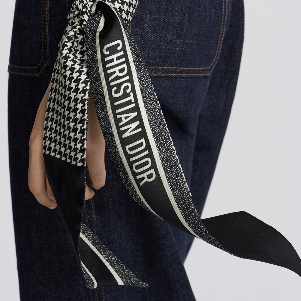 Dior Black & White Logo Twilly Scarf